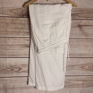 White wide leg linen pants